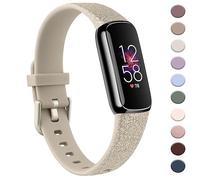 AK Sport Band Compatible with Fitbit Luxe Bands for Women Men, Soft Silicone Replacement Sport Straps Wristbands for Fitbit Luxe Fitness and Wellness Tracker (Small,Glistening Champagne Gold)