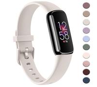 AK Sport Band Compatible with Fitbit Luxe Bands for Women Men, Soft Silicone Replacement Sport Straps Wristbands for Fitbit Luxe Fitness and Wellness Tracker (Small,Starlight)