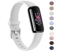 AK Sport Band Compatible with Fitbit Luxe Bands for Women Men, Soft Silicone Replacement Sport Straps Wristbands for Fitbit Luxe Fitness and Wellness Tracker (Large,White)