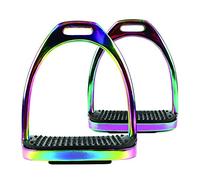 AK Stainless Steel Plane Horse Riding Equestrian Stirrups with Black Treads (Multi, 4.75'')
