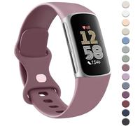 AK Strap for Fit bit Charge 6 Straps/Fit bit Charge 5 Straps for Women Men,Silicone Sport Classic Soft Replacement straps Compatible with Fitb it charge 6/Fitb it charge 5 (Large, Violet Smoke)