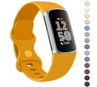 AK Strap for Fit bit Charge 6 Straps/Fit bit Charge 5 Straps for Women Men,Silicone Sport Classic Soft Replacement straps Compatible with Fitbi t charge 6/Fitbi t charge 5 (Large, Morning Glow)