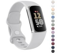 AK Strap for Fitbi t Charge 6 Straps/Fitb it Charge 5 straps for Women Men,Silicone Sport Classic Soft Replacement straps Compatible with Fitb it charge 6/Fit bitcharge 5 (Small, Silver Gray)