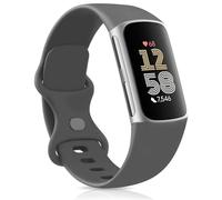 AK Strap for Fitbit Charge 6/5 - Silicone Sport Classic Soft Replacement Band for Women Men (Small, Dark Gray)