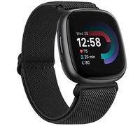 AK Straps Compatible With Fitbit Versa 4, Versa 3, Sense, and Sense 2 - Soft Elastic Nylon Sport Replacement Strap for Women and Men (Black)