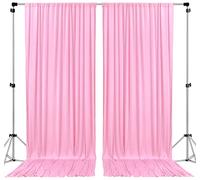 AK TRADING 10 feet x 10 feet Polyester Backdrop Drapes Curtains Panels with Rod Pockets - Wedding Ceremony Party Home Window Decorations - Pink (DRAPE-5x10-PINK)