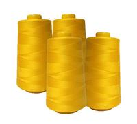 AK Trading 4-Pack Gold All Purpose Sewing Thread Cones (6000 Yards Each) of High Tensile Polyester Thread Spools for Sewing, Serger Machines, Quilting, Overlock, Merrow and Hand Embroidery