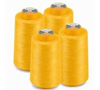 AK Trading 4-Pack Gold All Purpose Sewing Thread Cones (6000 Yards Each) of High Tensile Polyester Thread Spools for Sewing, Serger Machines, Quilting, Overlock, Merrow and Hand Embroidery