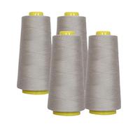 AK Trading 4-Pack Silver All Purpose Sewing Thread Cones (6000 Yards Each) of High Tensile Polyester Thread Spools for Sewing, Quilting, Serger Machines, Overlock, Merrow & Hand Embroidery.
