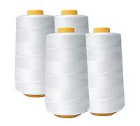 AK Trading 4-Pack White All Purpose Sewing Thread Cones (6000 Yards Each) of High Tensile Polyester Thread Spools for Sewing, Quilting, Serger Machines, Overlock, Merrow & Hand Embroidery