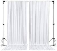 AK TRADING CO. 10 feet Wide x 12 feet Long IFR Polyester Backdrop Drapes Curtains Panels with Rod Pockets - Wedding Ceremony Party Home Window Decorations - (White)