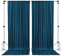AK TRADING CO. 10 feet x 10 feet Dark Teal Polyester Backdrop Drapes Curtains Panels with Rod Pockets - Wedding Ceremony Party Home Window Decorations