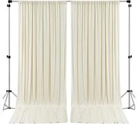 AK TRADING CO. 10 feet x 10 feet IFR Polyester Backdrop Drapes Curtains Panels with Rod Pockets - Wedding Ceremony Party Home Window Decorations - Ivory