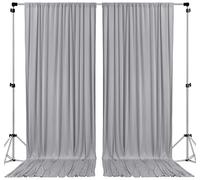 AK TRADING CO. 10 feet x 10 feet Polyester Backdrop Drapes Curtains Panels with Rod Pockets - Wedding Ceremony Party Home Window Decorations - Silver
