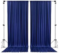 AK TRADING CO. 10 feet x 10 feet Polyester Backdrop Drapes Curtains Panels with Rod Pockets - Wedding Ceremony Party Home Window Decorations - Navy Blue