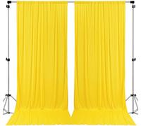 AK TRADING CO. 10 feet x 10 feet Polyester Backdrop Drapes Curtains Panels with Rod Pockets - Wedding Ceremony Party Home Window Decorations - Lemon Yellow