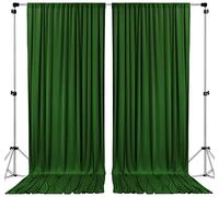 AK TRADING CO. 10 feet x 10 feet Polyester Backdrop Drapes Curtains Panels with Rod Pockets - Wedding Ceremony Party Home Window Decorations - Valley Green