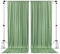 AK TRADING CO. 10 feet x 10 feet Sage Green Polyester Backdrop Drapes Curtains Panels with Rod Pockets - Wedding Ceremony Party Home Window Decorations