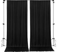 AK TRADING CO. 10 feet x 8 feet IFR Polyester Backdrop Drapes Curtains Panels with Rod Pockets - Wedding Ceremony Party Home Window Decorations - Black