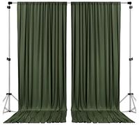 AK TRADING CO. 10 feet x 8 feet IFR Polyester Backdrop Drapes Curtains Panels with Rod Pockets - Wedding Ceremony Party Home Window Decorations - Olive Green