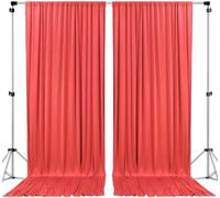 AK TRADING CO. 10 feet x 8 feet IFR Polyester Backdrop Drapes Curtains Panels with Rod Pockets - Wedding Ceremony Party Home Window Decorations - Coral
