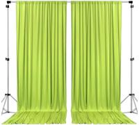 AK TRADING CO. 10 feet x 8 feet Polyester Backdrop Drapes Curtains Panels with Rod Pockets - Wedding Ceremony Party Home Window Decorations - Light Green, 2 Pack