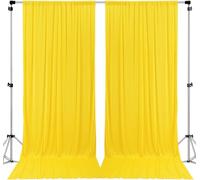 AK TRADING CO. 10 feet x 8 feet Polyester Backdrop Drapes Curtains Panels with Rod Pockets - Wedding Ceremony Party Home Window Decorations - Lemon Yellow