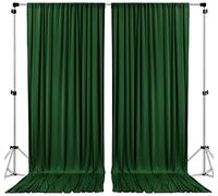 AK TRADING CO. 10 feet x 8 feet Polyester Backdrop Drapes Curtains Panels with Rod Pockets - Wedding Ceremony Party Home Window Decorations - Hunter Green