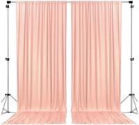 AK TRADING CO. 10 feet x 8 feet Polyester Backdrop Drapes Curtains Panels with Rod Pockets - Wedding Ceremony Party Home Window Decorations - Peach