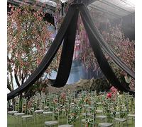 AK TRADING CO. 120" Wide (10Ft Wide) IFR Voile Ceiling Drapes Sheer Curtain Panels with 4" Pocket for Wedding Venues, Banquet Halls, Corporate Events & Photobooth - Black, 10 ft x 20 ft
