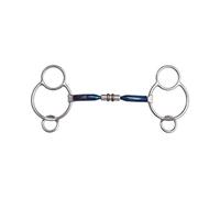 AK Universal Loose Ring Rotary Double Cooper Roller Snaffle Horse Riding Bit Sweet Iron AKRS-2637 (6'', Blue-Silver)