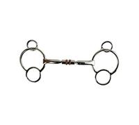 AK Universal Loose Ring Rotary Double Cooper Roller Snaffle Horse Riding Bits AKRS-2617 (5'', Silver)