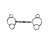 AK Universal Loose Ring Rotary Double Cooper Roller Snaffle Horse Riding Bits AKRS-2617 (6'', Silver)