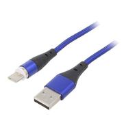 AK-USB-42 Cable USB 2.0 USB A Male, USB C Male Nickel Plated 1m Blue AKYGA