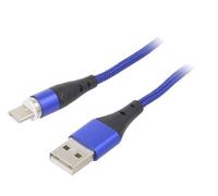 AK-USB-43 Cable USB 2.0 USB A Male, USB C Male Nickel Plated 2m Blue AKYGA