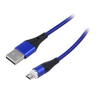 AK-USB-47 Cable Magnetic USB A Male, Micro USB-B Male 1m Blue AKYGA
