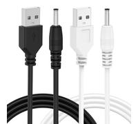 AK USB to 3.5mm DC Power Cable compatible with Foreo Luna, 2 Pack | 5V Barrel Jack, Electric Toothbrush, Mini Fan & Speaker, LED Lights, Replacement Charger Lead