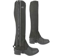 AK Washable Micro Suede Real Leather Horse Riding Half Chaps with Crystal Rows (Black, XXL)