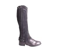 AK WESLEY Breathable Real Suede Leather Half Chaps AKRS-2150 (Black, 2XL)