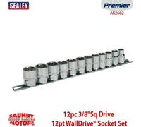 AK2682 Socket Set 12pc 3/8"Sq Drive 12pt WallDrive® Metric Sealey Premier