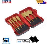 AK3707FW Sealey Flat Wood Drill Bit Set 7PC -1/4InHex Shank With 2x Spreaders