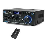 AK45 Stereo Home Audio Amplifier, 5.0 Mini Bluetooth Receiver, 300W *2 Blutooth HiFi Stereo Power Amplifier 2.0 Channel RMS 40W x 2 Home Stereo System with Remote Control Amp W/MIC,USB, RCA,FM Radio
