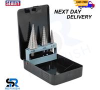 AK4746 Sealey HSS 4341 Step Drill Bit Set 3pc Double Flute