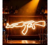 AK47Gun Neon Sign, Gun Shape Wall Art LED Neon Light, USB Powered LED Sign Light for Man Cave Game Room Bedroom Bar Party Wall Decor (AK 47 Gun)