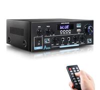 AK55 HiFi Amplifier with Bluetooth 5.0, Max 600 W, Mini Amplifier HiFi Stereo, 2 Channel Audio Amplifier Receiver with FM Radio, Opt, RCA, AUX, USB Card Input, for Home, Studio