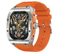 AK69 Fashion Smart Watch 1.95inch Amolde Screen Bluetooth Call Rotary Button Men Sport Fitness Tracker Smartwatch (Silver Orange)