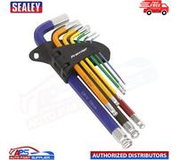 AK7190 Sealey Ball-End Hex Allen Key Set-9pc Colour-Coded Long Metric