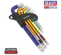 Sealey AK7190 Ball-End Hex Key Set 9Pc Colour-Coded Long Metric