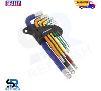 AK7190 Sealey Ball-End Hex Allen Key Set-9pc Colour-Coded Long Metric
