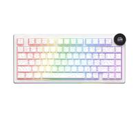 AK820 V2 75% Compact Mechanical Keyboard, 81 Keys, Tri-Mode (2.4G/Bluetooth/Wired), 10000mAh Battery, 0.9” TFT Smart Display Knob, Gasket Mount, Hot-Swappable, RGB Backlit, White Contour Keycaps